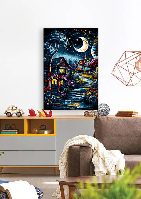 TWILIGHT VILLAGE AT NIGHT by digitalartlb