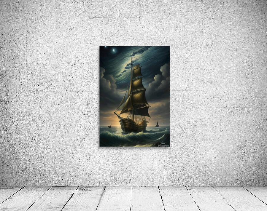 Night sailing boat Wall Preview