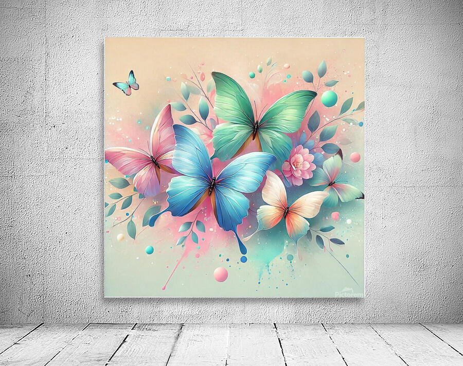 Dance of Butterflies in Modern Spring Colors by belkmo Wall Art