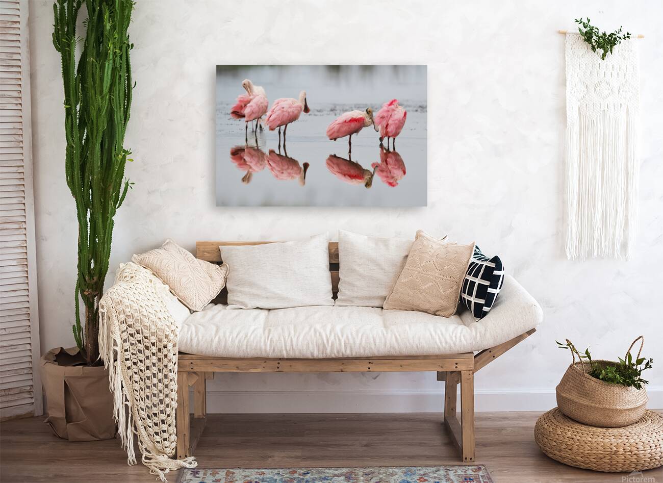 Roseate Spoonbills reflection Reproduction