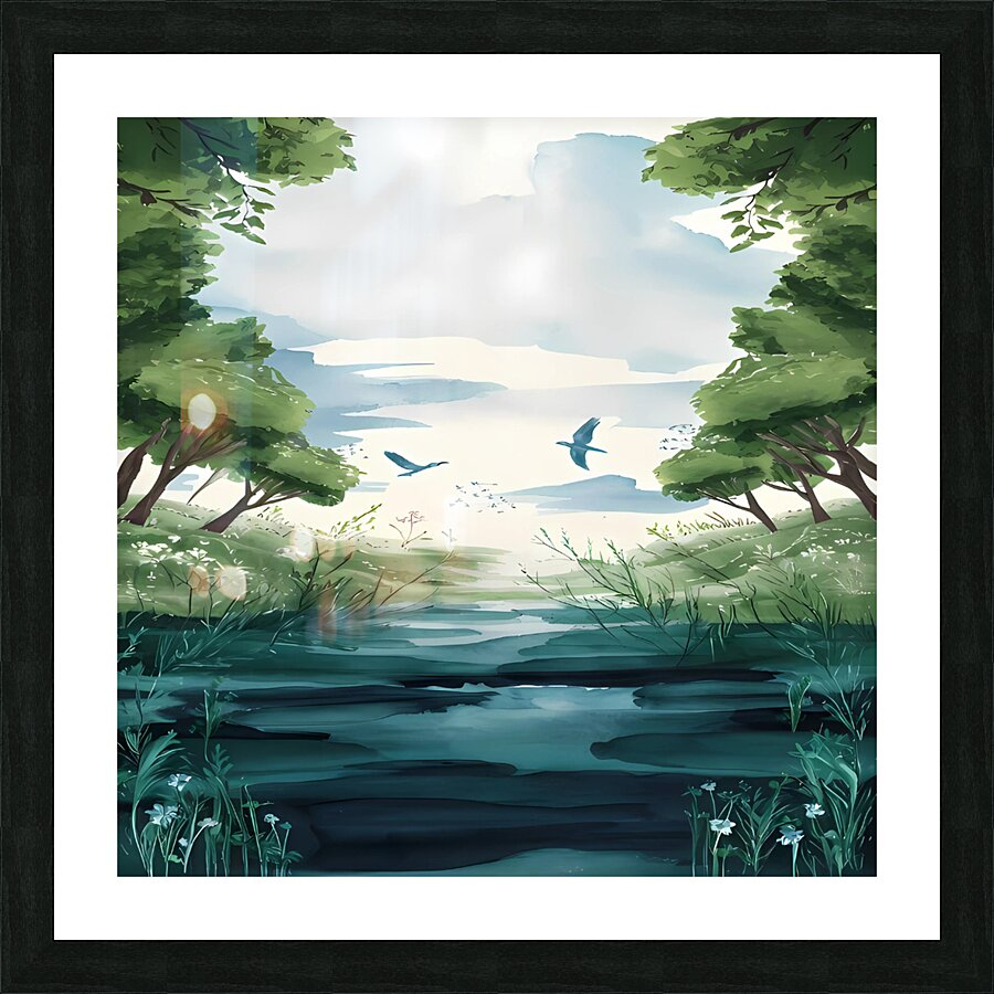 A Tranquil River Scene Picture Frame print