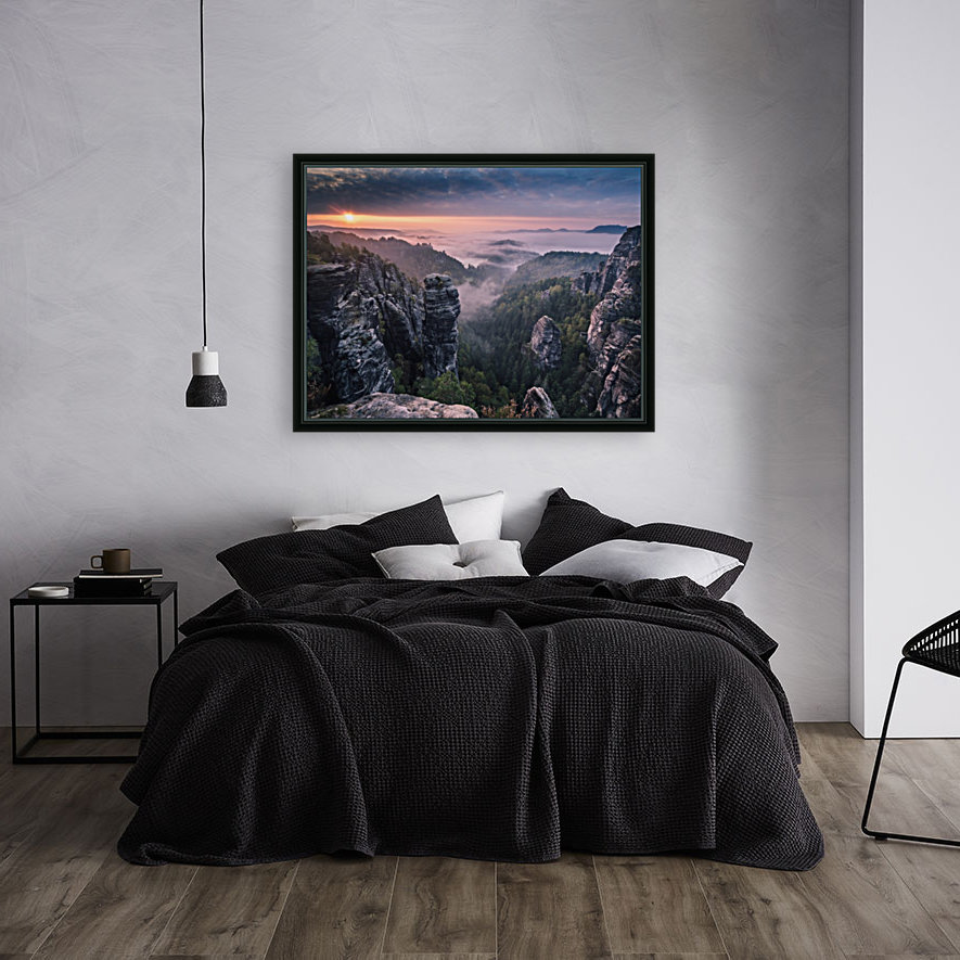 Sunrise on the Rocks of the Saxon Switzerland Reproduction