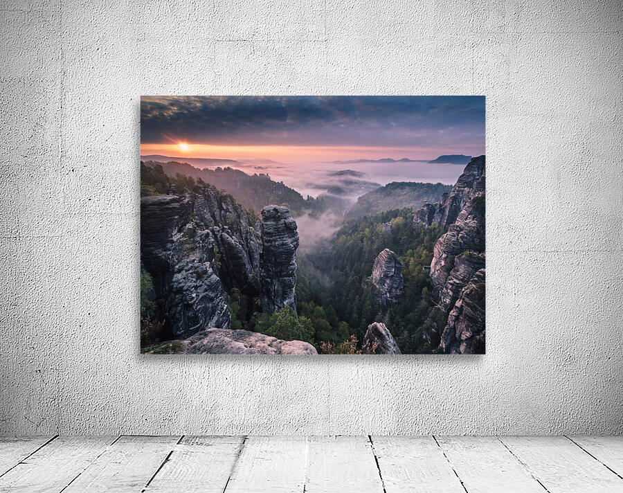 Sunrise on the Rocks of the Saxon Switzerland Wall Preview
