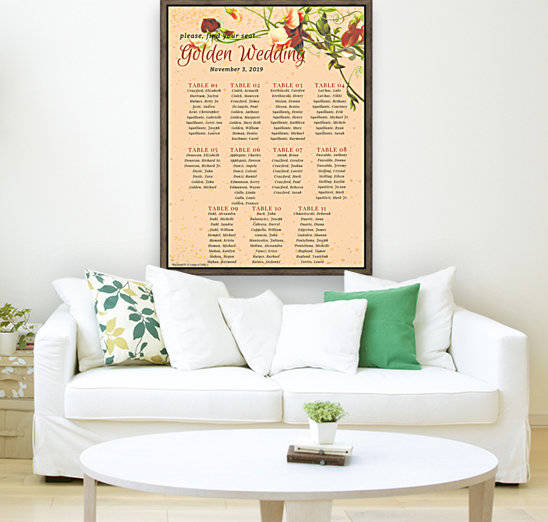 Maroon Floral Vintage Spring Formal Seating Chart by Andrea