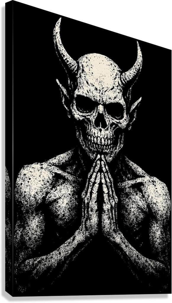 Macabre Skeletal Praying Devil