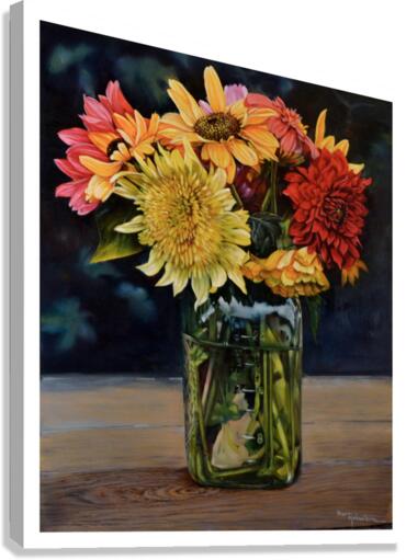 Flowers in a Jar Canvas Print