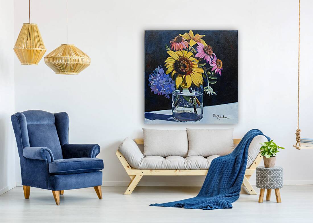 Square Foot  Painting Summer Bouquet Reproduction