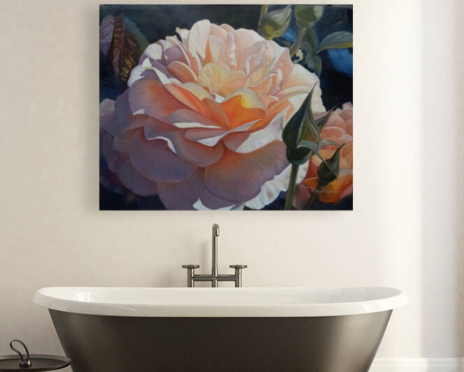 Peach Rose by Bev Robertson Art