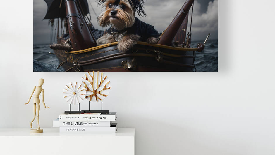 Yorkie on a pirate ship by Ritchie Dee