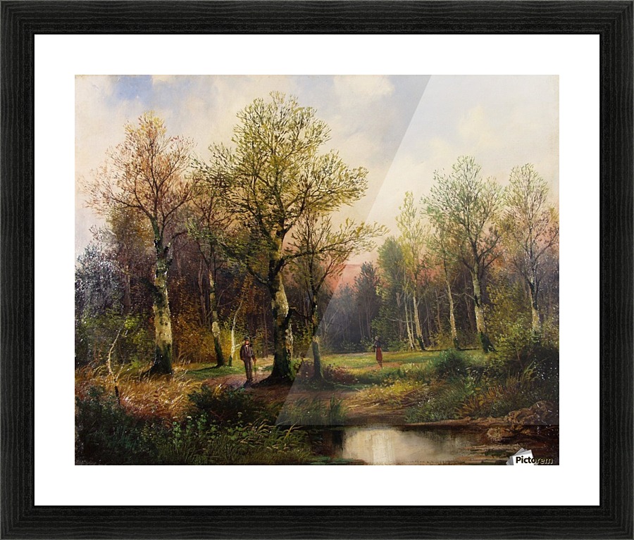 People walking through the forest Picture Frame print