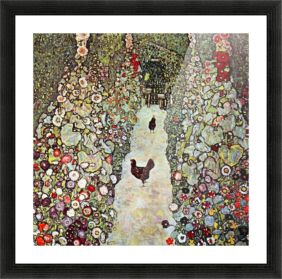 Garden Path with Chickens Picture Frame print