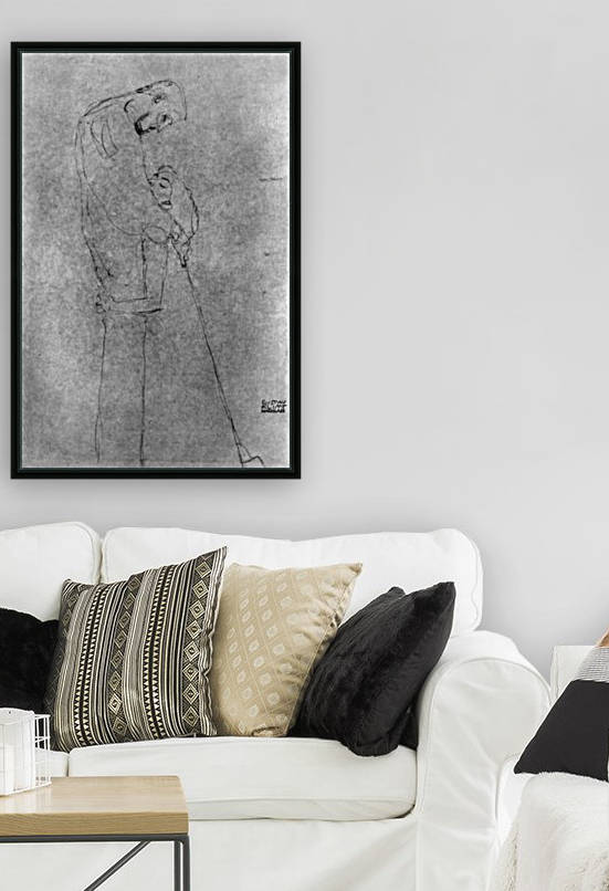 Woman and man standing in profile by Klimt
