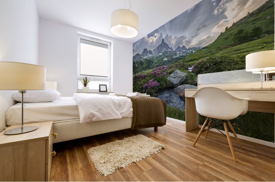 Below God Rays in the Alps Mural print