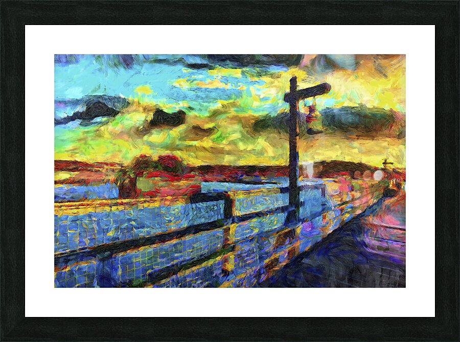 Pier in Maine DAP Neo Raphaelites upscalled Picture Frame print