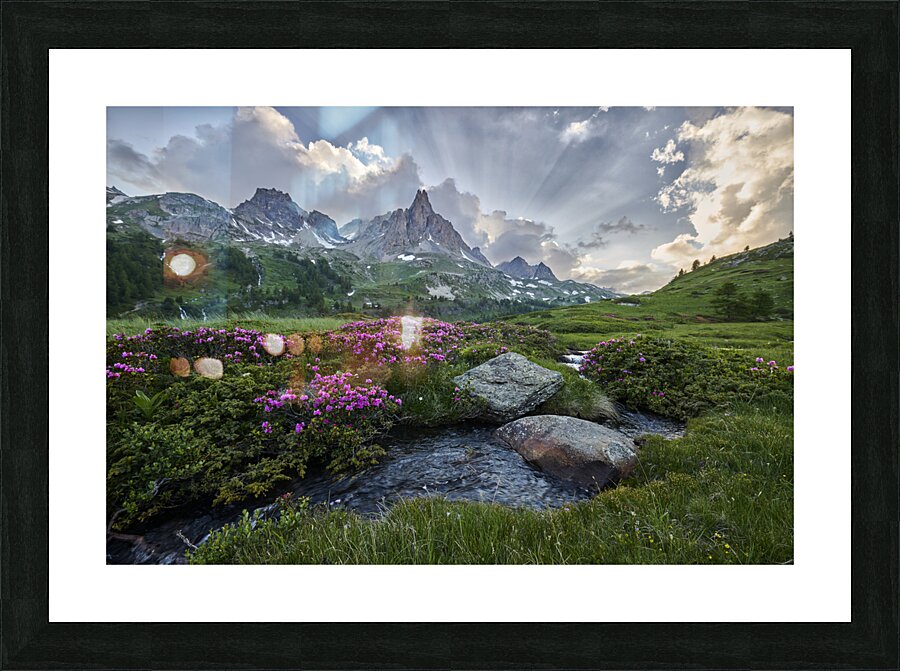 Below God Rays in the Alps Picture Frame print