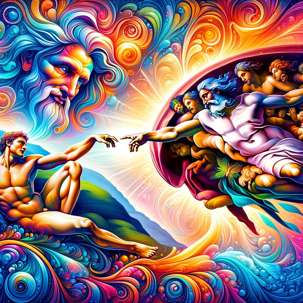 AI art Michelangelo inspired The Creation of Adam Digital Download