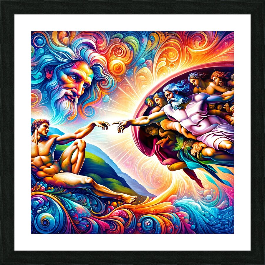 AI art Michelangelo inspired The Creation of Adam Picture Frame print