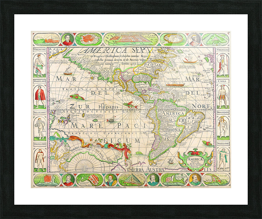 Old Map 22 Picture Frame print
