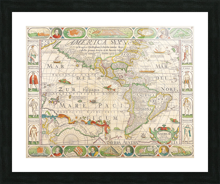 Old Map 77 Picture Frame print