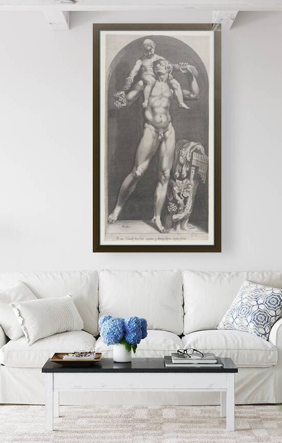 Cornelis Cort -  Bacchus on the Shoulders of a Saturn by TOPARTGALLERY