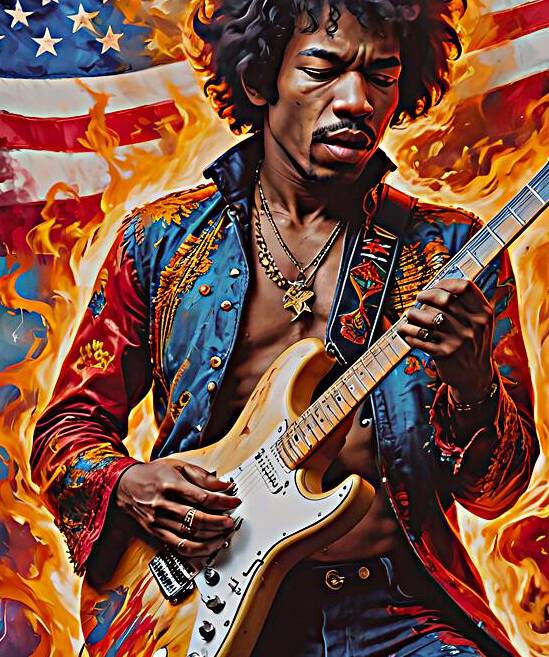 AI Art Pop Art Superstars Jimi Hendrix 2 by TOPARTGALLERY Wall Art