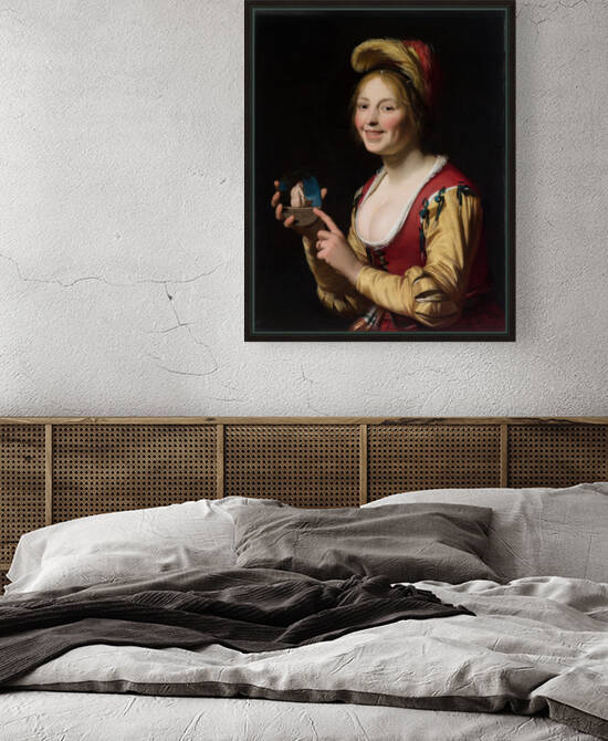 Gerard van Honthorst Smiling Girl Holding an Obscene Image 1625 by TOPARTGALLERY