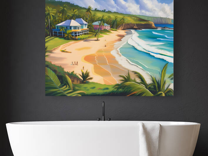 AI art colorful painting of Bathsheba Beach Barbados 3 by TOPARTGALLERY