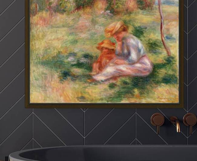 Pierre Auguste Renoir 1841 1919 Woman and Child in the Grass Femme avec enfant sur l herbe 1898 by TOPARTGALLERY