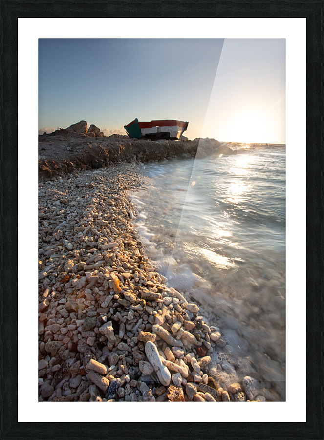 Curacao Boat Sunset Picture Frame print