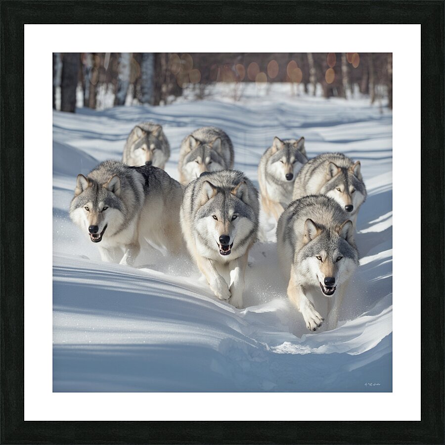 Wolves in the Snow Picture Frame print