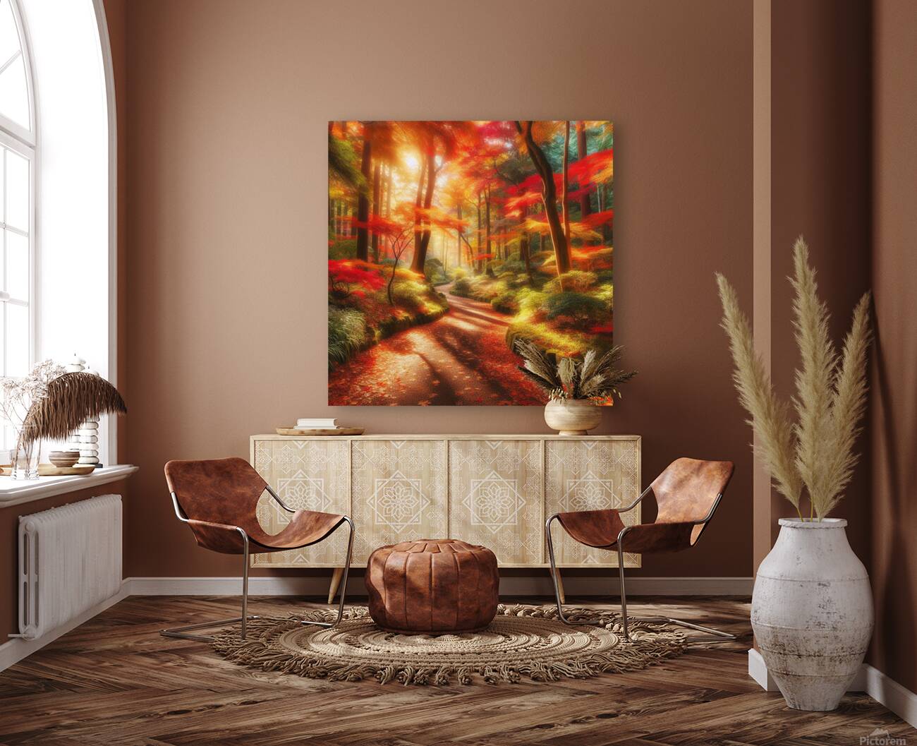 Vibrant Autumn Forest Pathway Reproduction