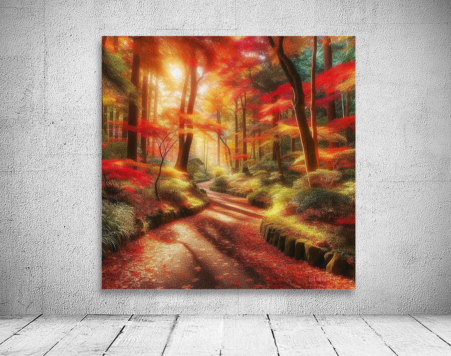 Vibrant Autumn Forest Pathway Wall Preview