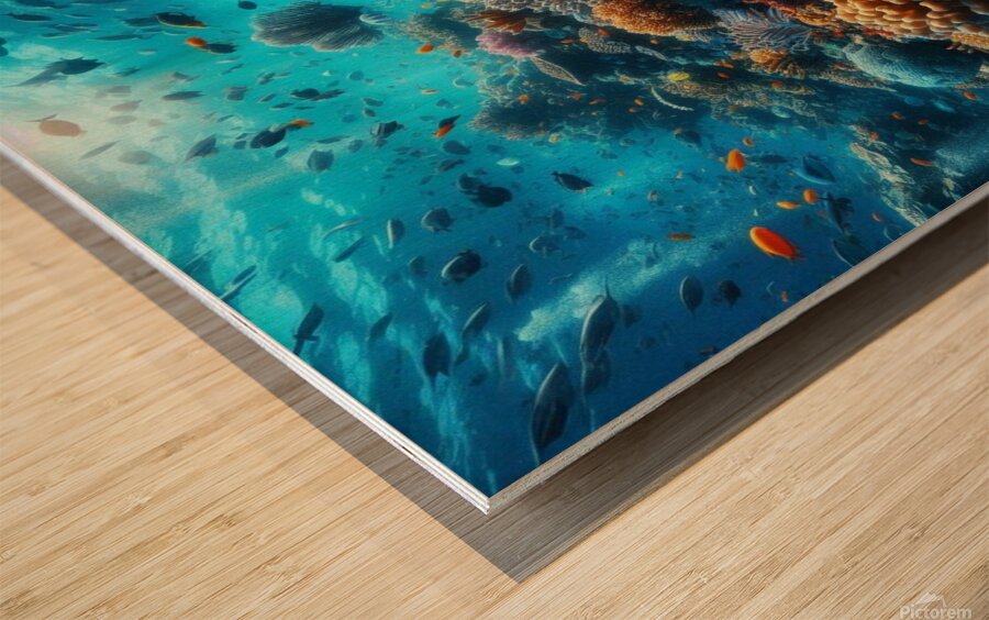 Vibrant Coral Reef Wood print