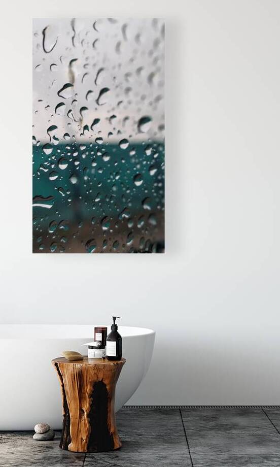 Rain on Glass – Teal Geometry of Water by JOPSAM