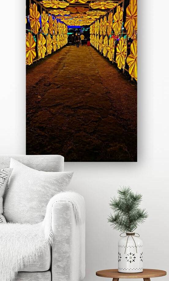 Golden Flower Tunnel - Illuminated Art Installation Night Photography - Puente de Boyaca Colombia December 2025 by JOPSAM