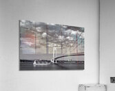 Verrazzano Bridge and Cargo Ship B W Acrylic Print