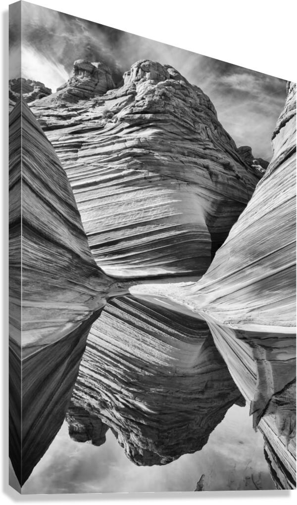 The Wave with Reflection B W Canvas Print