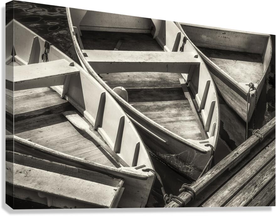 Dinghies Dockside B W Canvas Print