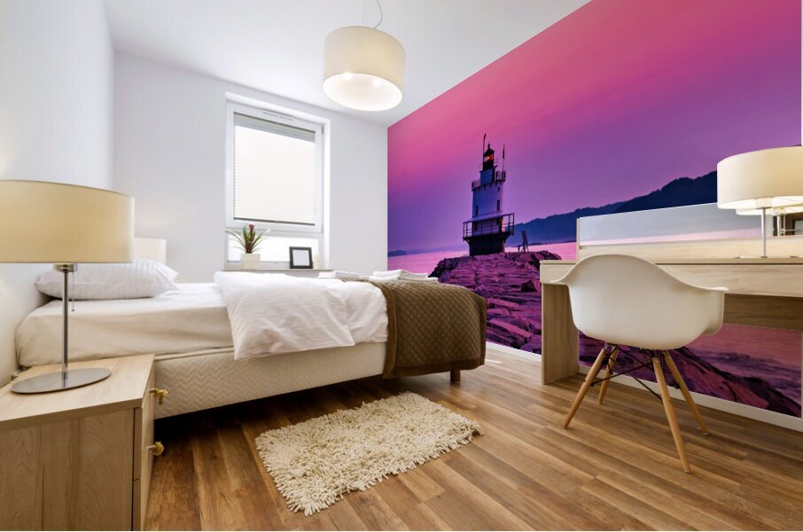 Lighthouse at Twilight Mural print