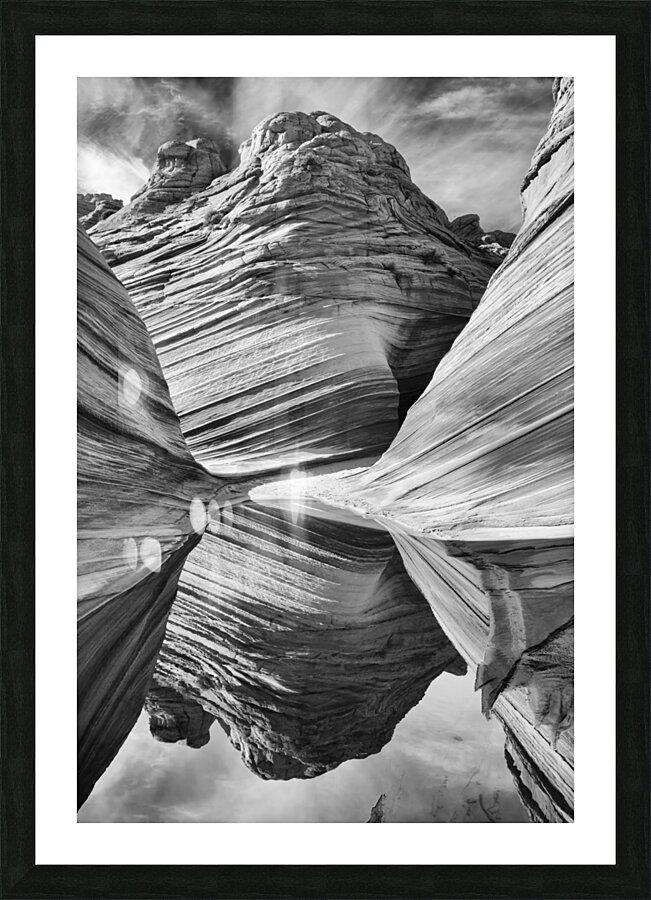 The Wave with Reflection B W Picture Frame print