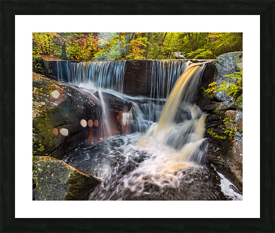 Serene Forest Waterfall Picture Frame print