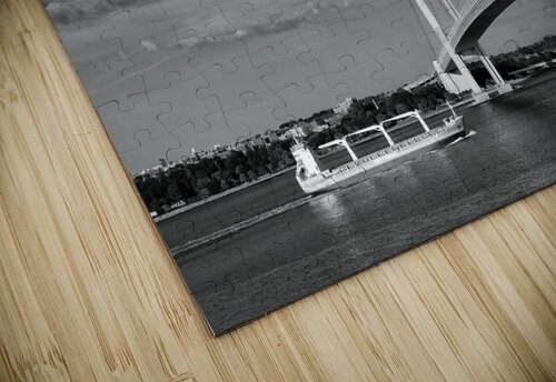 Verrazzano Bridge and Cargo Ship B W Jerry Fornarotto puzzle