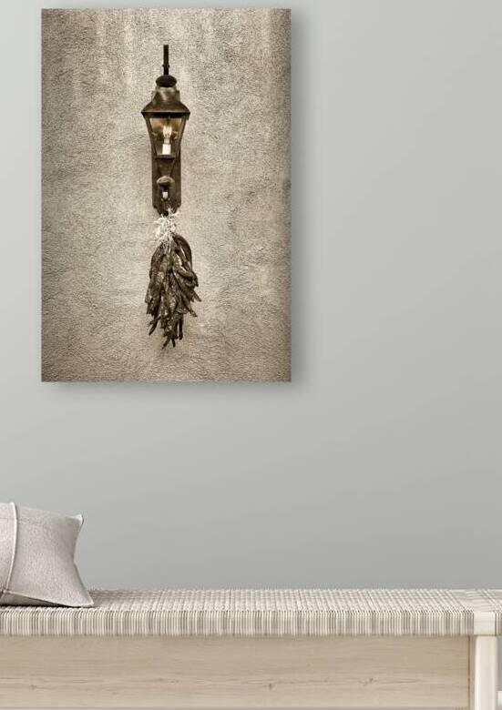 Chilis hanging from a Lamp B W by Jerry Fornarotto