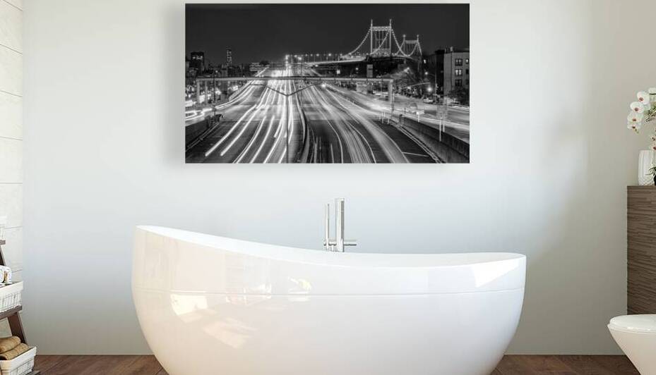 RFK Bridge Traffic Black and White by Jerry Fornarotto