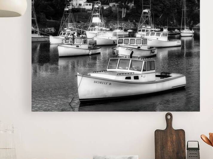 Perkins Cove Lobster Boats B W by Jerry Fornarotto