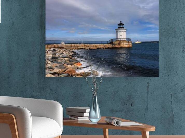 Ferry Passing Breakwater Lighthouse by Jerry Fornarotto