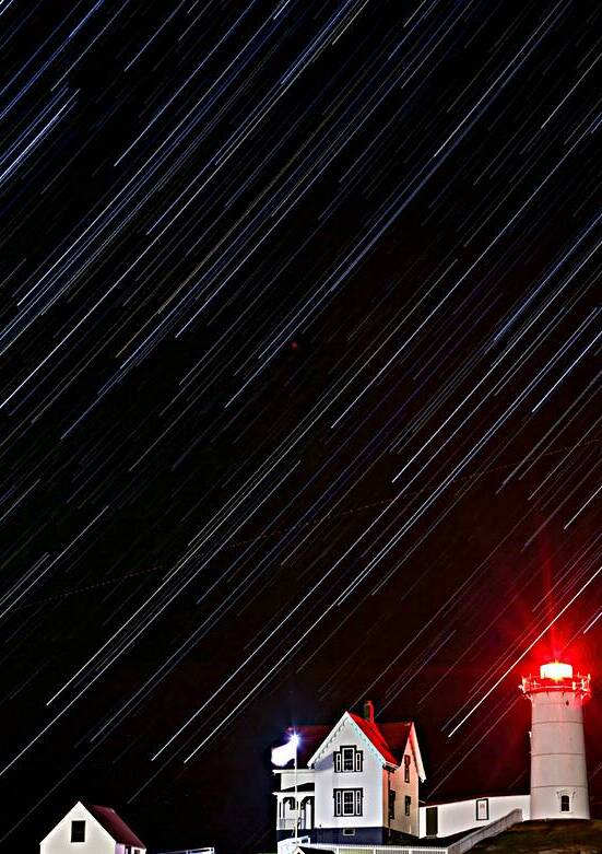 Star Trails over Nubble Lighthouse by Jerry Fornarotto