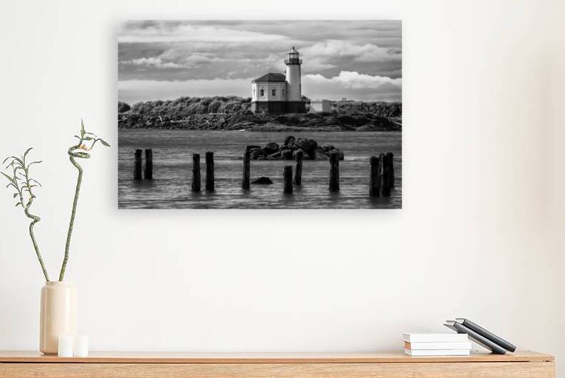 Coquille River Light B W by Jerry Fornarotto
