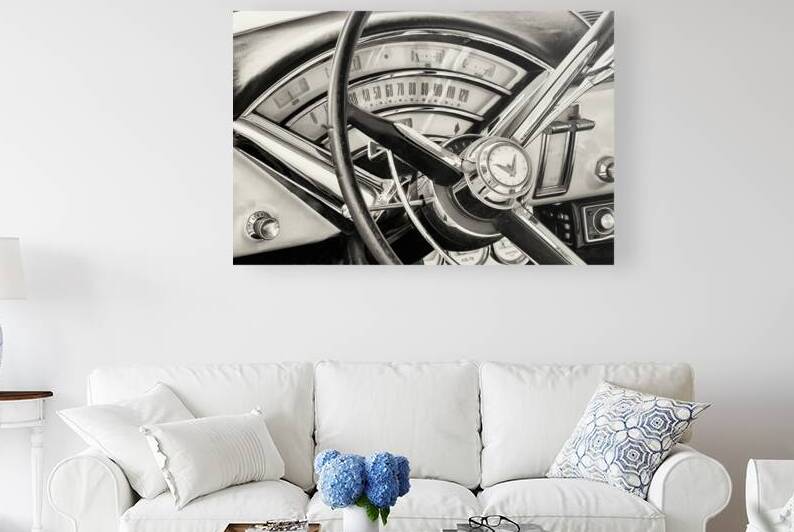 1955 Mercury Monterey Dashboard B W by Jerry Fornarotto