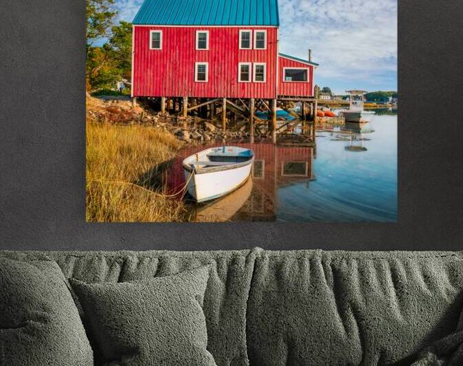 Quaint Red Waterfront Building by Jerry Fornarotto
